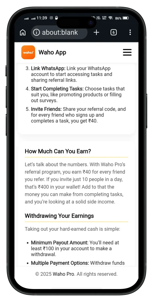 waho app screenshot for iphone 7